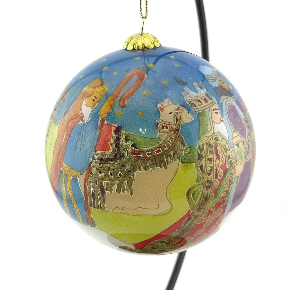 Pier 1 Li Bien 2004 Nativity Scene Inside Painted Glass Christmas Ornament Ball